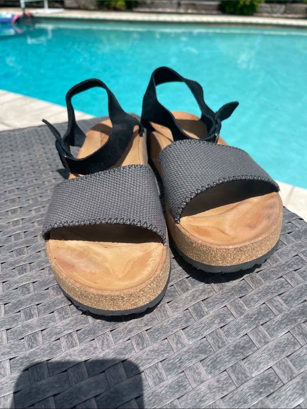 Birkenstock Papillio Glenda Gray and Black Platform Slingback Sandals